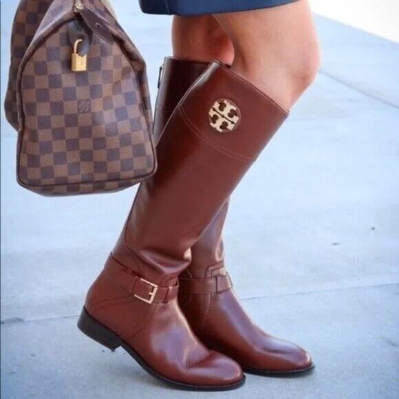 Tory Burch Leather Adeline Knee High Equestrian Riding Boots Brown 6 - Picture 2 of 10